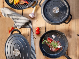 Tigaie grill cu 2 manere 30 cm, fonta, Iron - Img 3