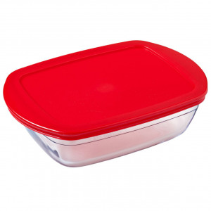 Vas termorezistent cu capac din plastic 23x15x7cm, 1.2L, Cook & Store