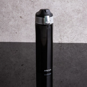 Cana termos 420ml cu buton de siguranta, negru, Glossy - Img 3