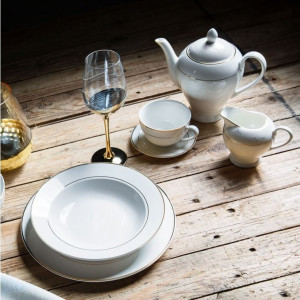 Ceainic portelan cu capac 1.1L, Aura Gold - Img 2
