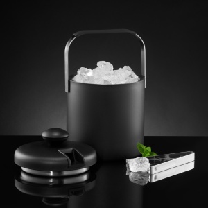 Galeata gheata cu capac, maner si cleste 1.3L, negru, Ice - Img 4