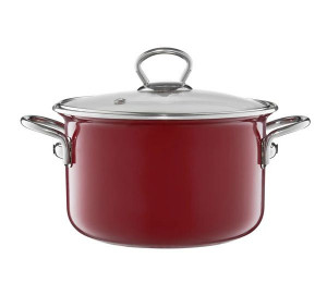 Oala emailata cu capac 18cm, 2L, visiniu, Optimum