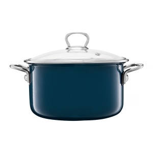Oala emailata cu capac 20cm, 2.6L, turcoaz, Optimum