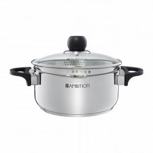 Oala inox cu capac strecurator 20cm, 2.8L, Vikos