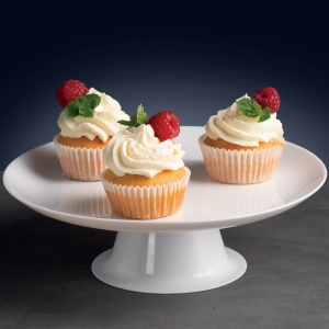 Platou tort/desert 25cm, alb, Lily - Img 2