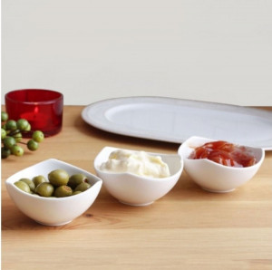 Set de boluri asimetrice Salsa, culoarea alba, dimensiunea de 9,5 cm, Ambition