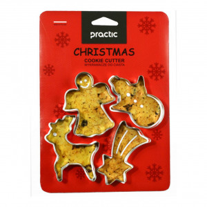 Set forme fursecuri, 4 piese, model Craciun, Practic