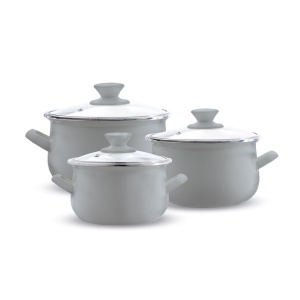 Set oale email, 6 piese, gri, Emalia Olkusz