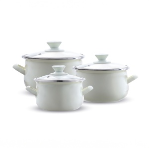 Set oale emailate, 6 piese, crem, Emalia Olkusz