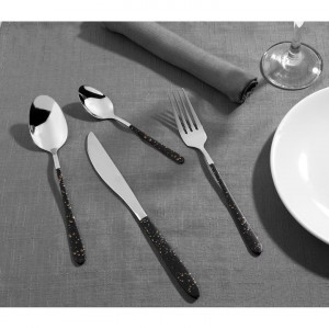 Set tacamuri inox, 16 piese, 4 persoane, Marble Gold - Img 3