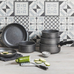 Set tigai si oala cu maner detasabil, 4 piese, invelis Qualum Basic Stone Edition, Silverstone - Img 3