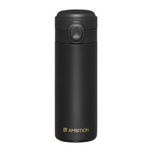 Cana termos 350ml, buton de siguranta, negru, Alice