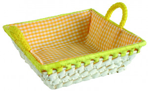 Cos patrat cu manere captusit cu material 22x22cm, mix culori, Palma