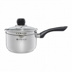 Cratita inox Vikos, capacitate de 1,8 L, cu scara de masurare in interior si capac strecurator