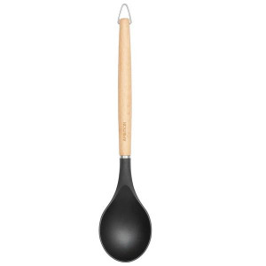 Lingura servire cu maner lemn, plastic gri, Natural