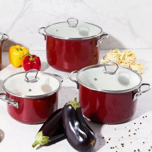 Oala emailata cu capac 18cm, 2L, visiniu, Optimum - Img 4