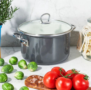 Oala emailata cu capac 20cm, 2.6L, gri, Optimum - Img 2