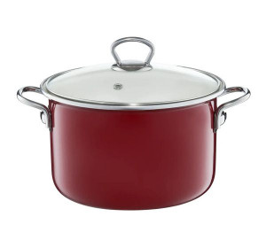 Oala emailata cu capac 20cm, 2.6L, visiniu, Optimum