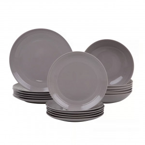 Serviciu de masa, 18 piese, 6 persoane, gri, Linea - Img 1