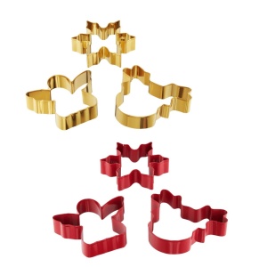 Set 3 forme fursecuri / biscuiti / turta dulce, model: stea, ingeras si ren, mix modele si culori, Noel - disponibil in display 16 buc, Pret buc, cantitate minima de comanda 16 buc
