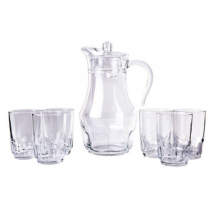 Set 7 piese, carafa 1.8L, 6 pahare 250ml, Roc