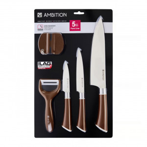 Set cutite, 5 piese, include ascutitor si curatator, Pure Line - Img 2