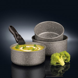 Set oale cu maner detasabil, 4 piese, invelis Qualum Basic Stone Edition, Silverstone - Img 2