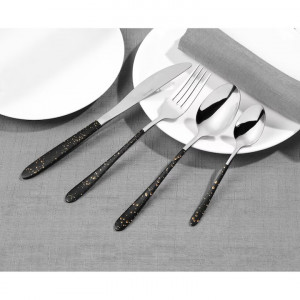 Set tacamuri inox, 16 piese, 4 persoane, Marble Gold - Img 1