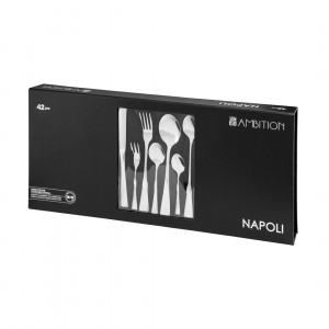 Set tacamuri inox, 42 piese, 6 persoane, ambalate in cutie cadou, Napoli - Img 2