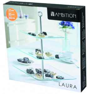 Prezentarea cutiei originale Ambition, in care vine ambalat acest suport prajituri din colectia Laura