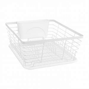 Scurgator pentru vase Decor, ce dispune de o tava din plastic si de un suport pentru tacamuri
