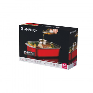 Tava prajit Jasper, dotata cu sistem Aroma Knob, prezentata in ambalajul original Ambition
