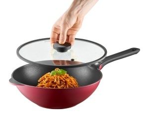 Tigaie wok cu capac 30cm, invelis Qualum Basic, Noel - Img 2