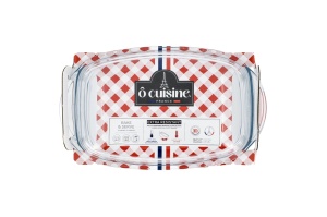 Vas termorezistent cu capac 33x20x14cm, 4.5L, Glass Ovenware - Img 5