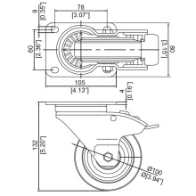Roata cu frana 100x36 mm W0985-V6 Penn-Elcom - Img 3
