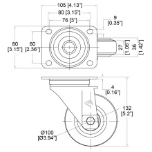 Roata 100x36 mm W0990-V6 Penn-Elcom - Img 3