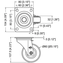 Roata 80x32 mm W0990/80 Penn-Elcom - Img 2