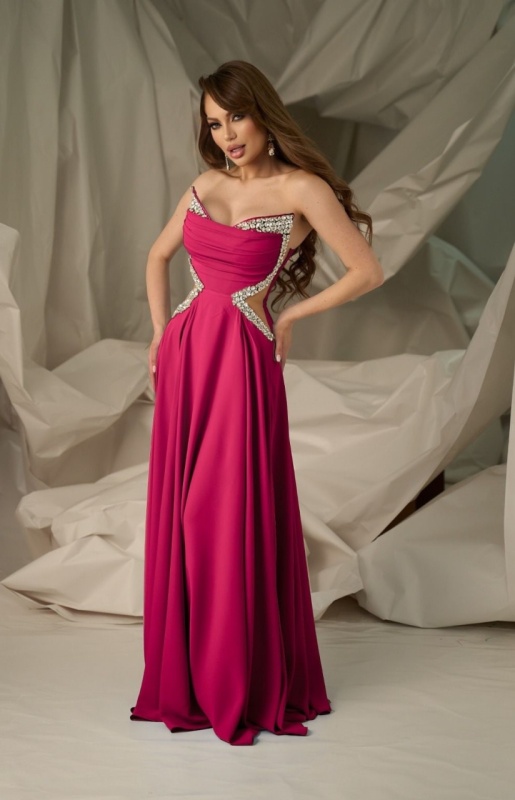 Rochie Mexton Roz Eleganta Lunga
