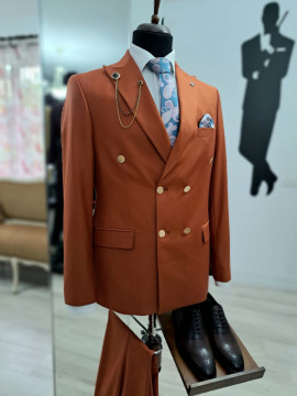 Costum Barbati Slim Fit Cu Doua Randuri De Nasturi - Img 2