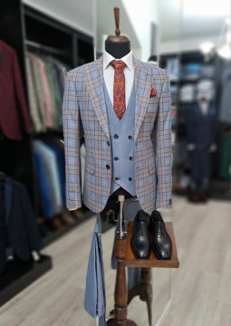 Costum Barbati Slim Fit Cu Vesta - Img 2