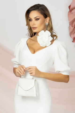 Rochie Pretty Girl Eleganta Alba - Img 3