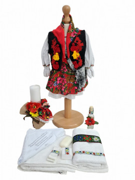 Set Traditional Botez Fetita. Rochie, Trusou si Lumanare - Img 1