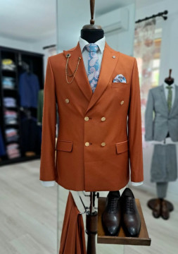 Costum Barbati Slim Fit Cu Doua Randuri De Nasturi - Img 1