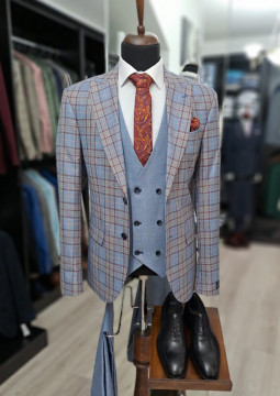Costum Barbati Slim Fit Cu Vesta - Img 1