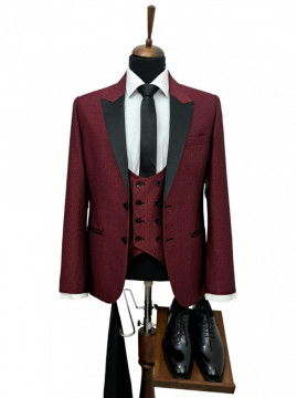 Costum Ceremonie Slim Fit Visiniu - Img 2