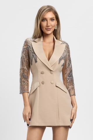 Rochie Sacou Bej BBY Eleganta - Img 1