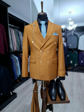 Costum Barbati Slim Fit Cu Doua Randuri De Nasturi - Img 1