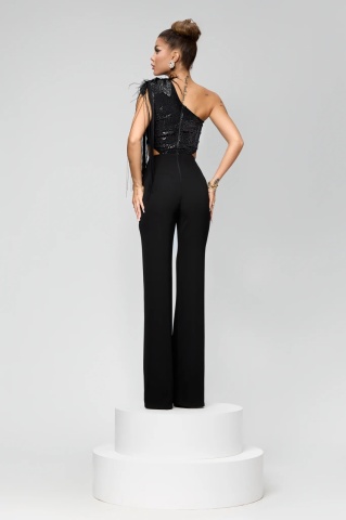 Salopeta BBY Neagra accesorizata cu franjuri - Img 2