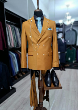 Costum Barbati Slim Fit Cu Doua Randuri De Nasturi - Img 2