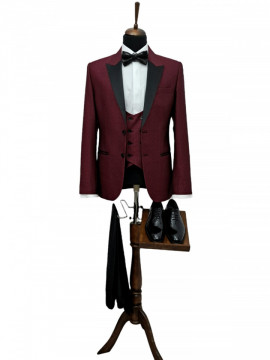 Costum Ceremonie Slim Fit Visiniu - Img 3
